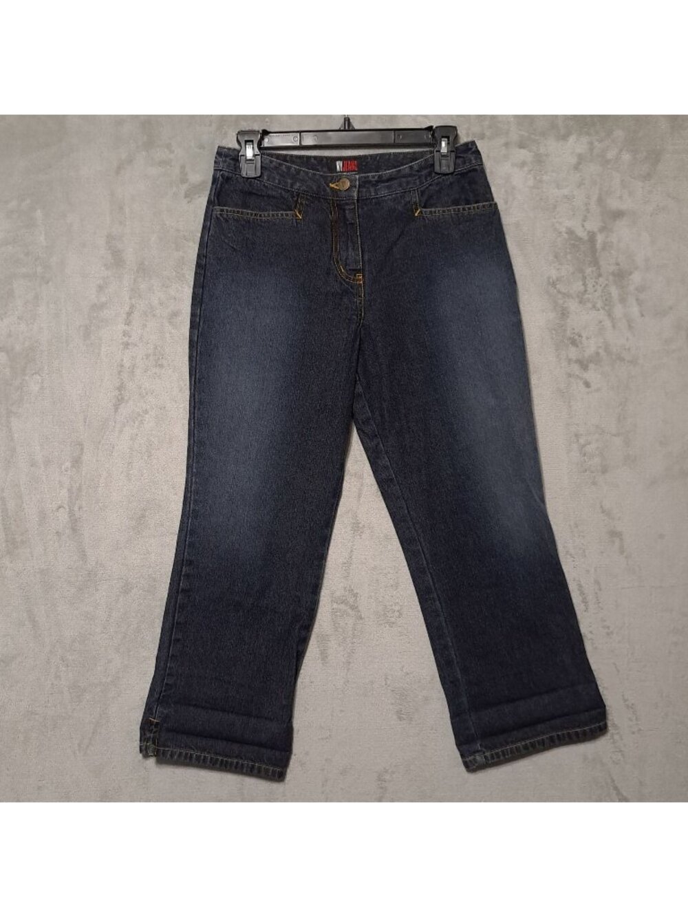 NY Jeans Capris Size 4 Indigo Blue Dark Wash Denim Mid Rise Casual Summer